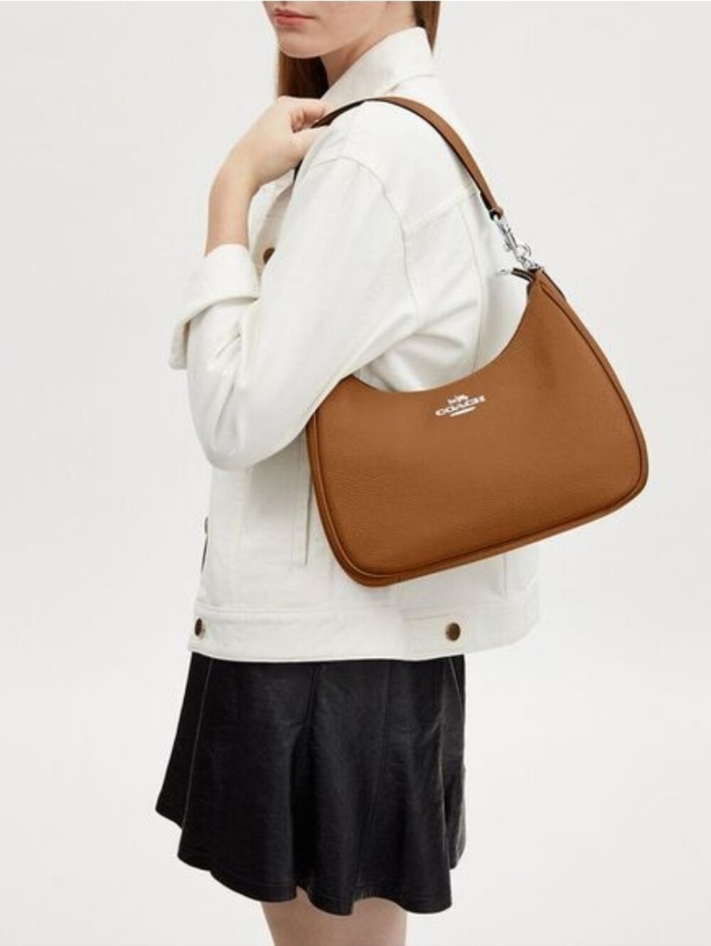 Coach Pebbled Leather Shoulder Hobo in Tan - Picture 9 of 11